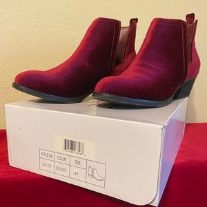 Wine velvet ankle boots